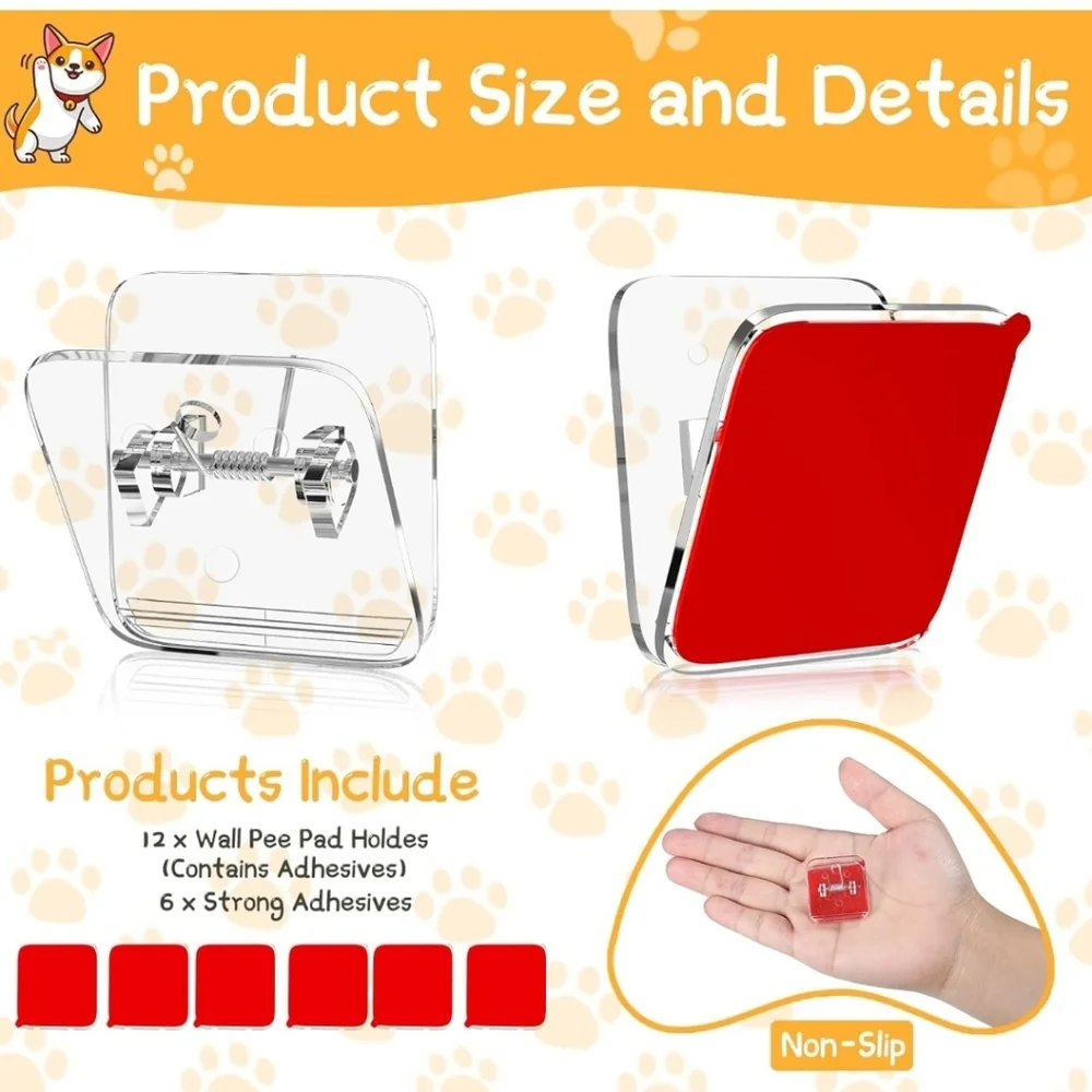 12 Pcs Wall Pee Pad Holder Dog Potty Training Pad Holder Sticky Pee Pad Wall Cli